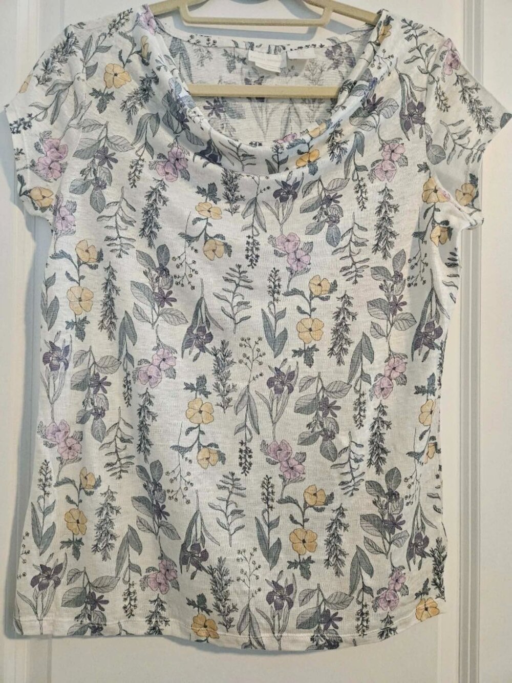 Rachel Ashwell 100% Linen Floral Top S B Cottagecore Blouse Lightweight
